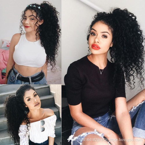 wholesale cheap african drawstring ponytail extensions, afro puff kinky curly synthetic hair drawstring ponytail for black woman